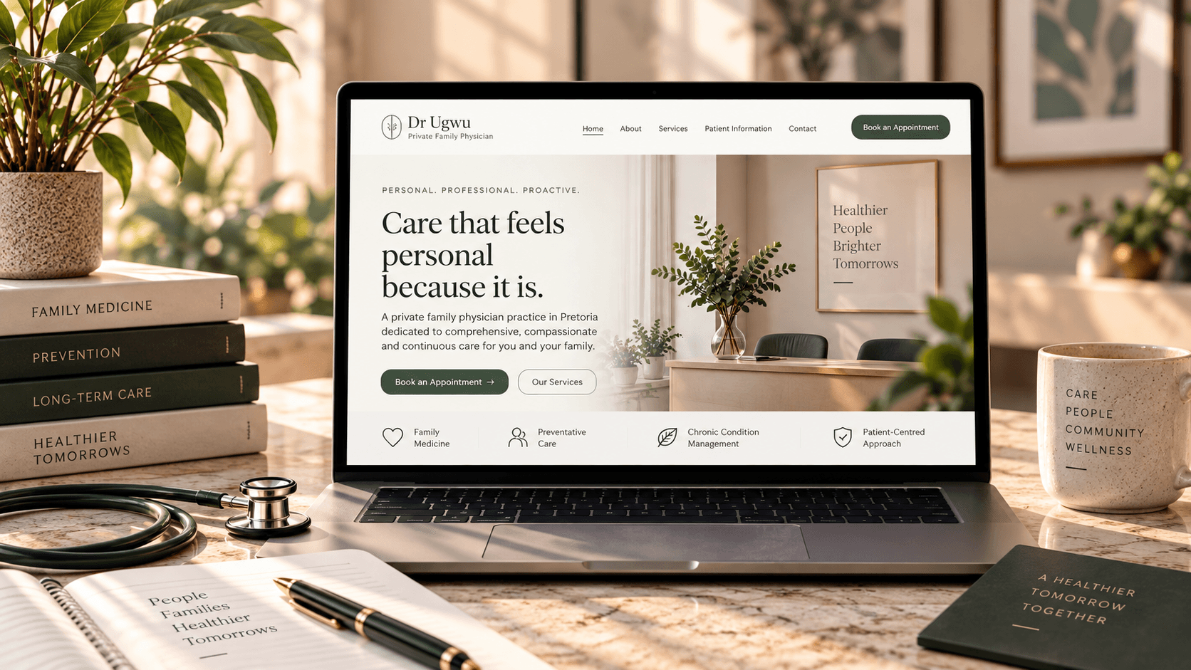 The Dr Ugwu private medical practice website shown in its own environment