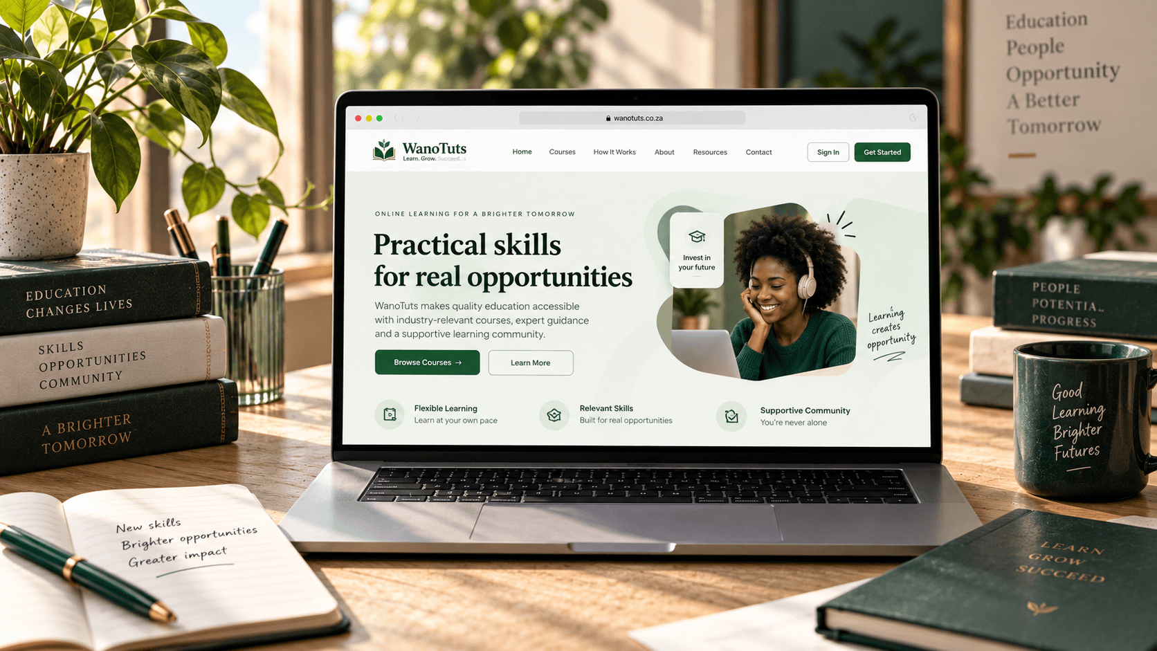 The WanoTuts website shown in its brand environment